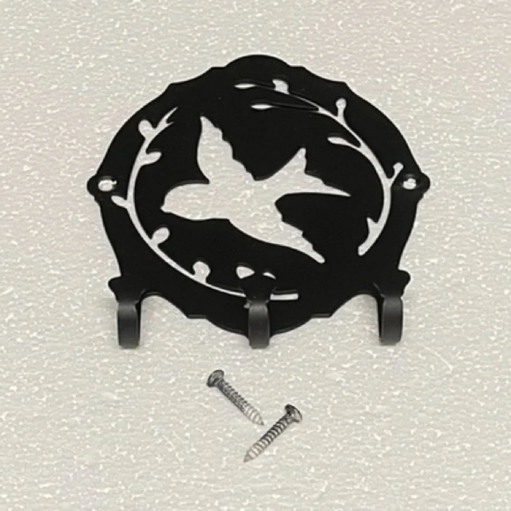 EUC Spectrum Lightweight Black Metal Dove Wall Plaque & 3 prong & Key Holder
